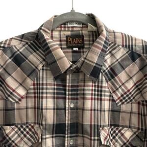 Plains Western Wear Big Man Men’s 2X Plaid Long Sleeve Shirt Snap Pearl Buttons
